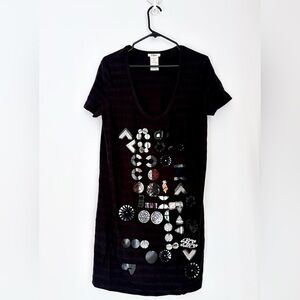 Chloe Vintage Applique Shift Dress - Size L - Made in France - Y2K